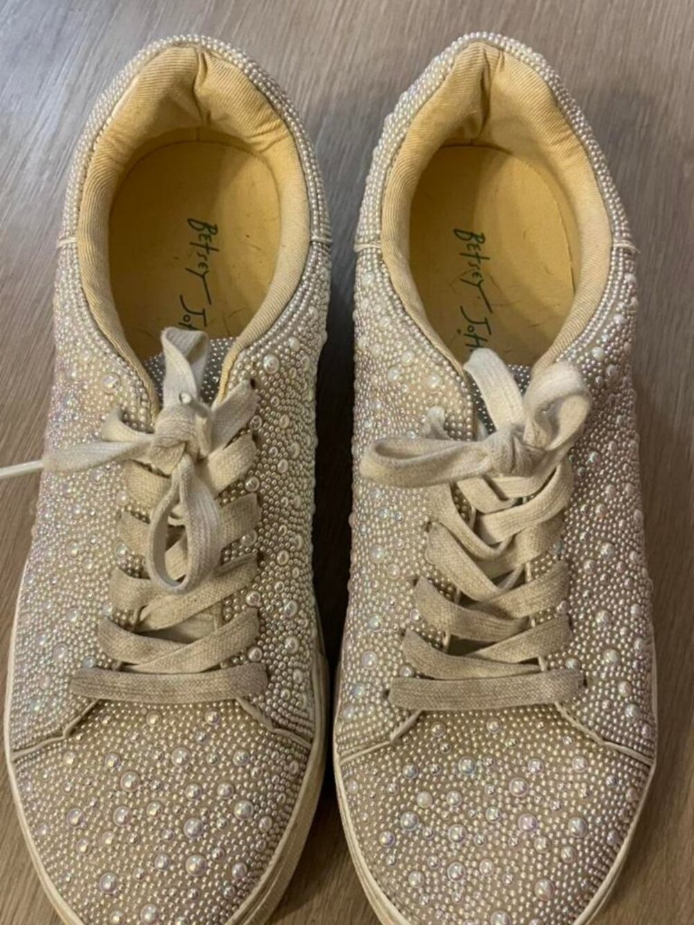 Betsey Johnson Women's Gold and Cream Trainers